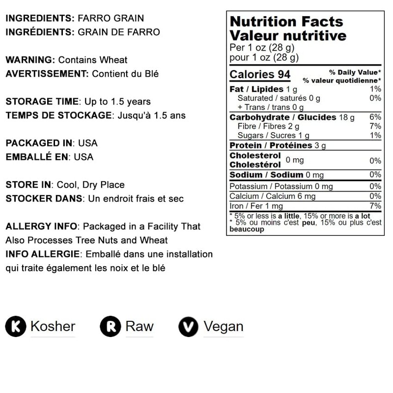 Food to Live Pearled Farro Grain, 1.5 Pounds - Italian