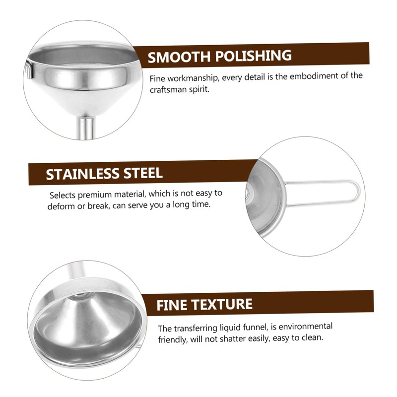 Zerodeko 4Pcs Stainless Steel Mini Funnel Liquid Funnel for Kitchen