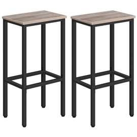 MAHANCRIS Set of 2 Bar Stools, 29.5" Tall Counter Bar Stools, Kitchen Breakfast Bar Stools with Footrest, Rectangular Industrial Bar Chairs, for Dining Room, Bar, Greige and Black BAHG01701