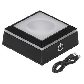 PATIKIL LED Light Base Non-Slip Square Display Stand, LED 6 Lighting Mode Multicolor Groove Light Base for Glass Ball 3D Crystal Party Decoration, Black