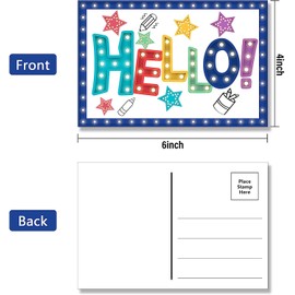 codree 32 Pieces Marquee Welcome Postcards, 4 x 6 Inch Welcome to Our Class Theme Postcard Welcome Greeting Cards Encouragement Note Cards Teacher Postcards for Kids, 4 Designs