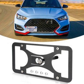 Front Bumper Tow Hook License Plate Mount Bracket Compatible with Hyundai Veloster 2019-2022, No Drill Plate Holder, Front License Plate Bracket