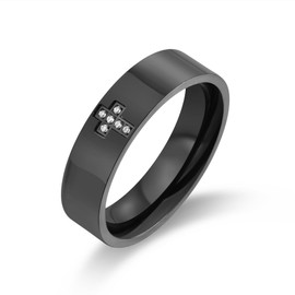 RGEMCY Cross Ring for Men Stainless Steel Christian Faith Cross Ring Anniversary Jewelry Gifts, Non-Precious Metal, Cubic Zirconia