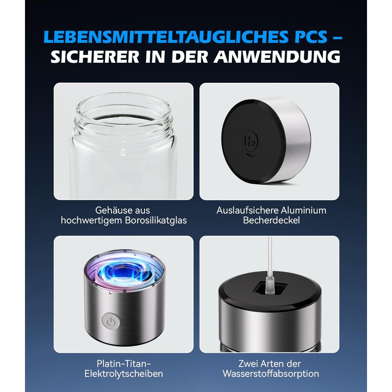 XSWCCJJ Hydrogen Water Bottle, SPE PEM Technology - 5000PPB, Double