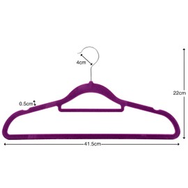 The Hanger Store 10 Purple Non-slip Flocked Velvet Space Saving Coat Clothes Hangers with Trouser Bar