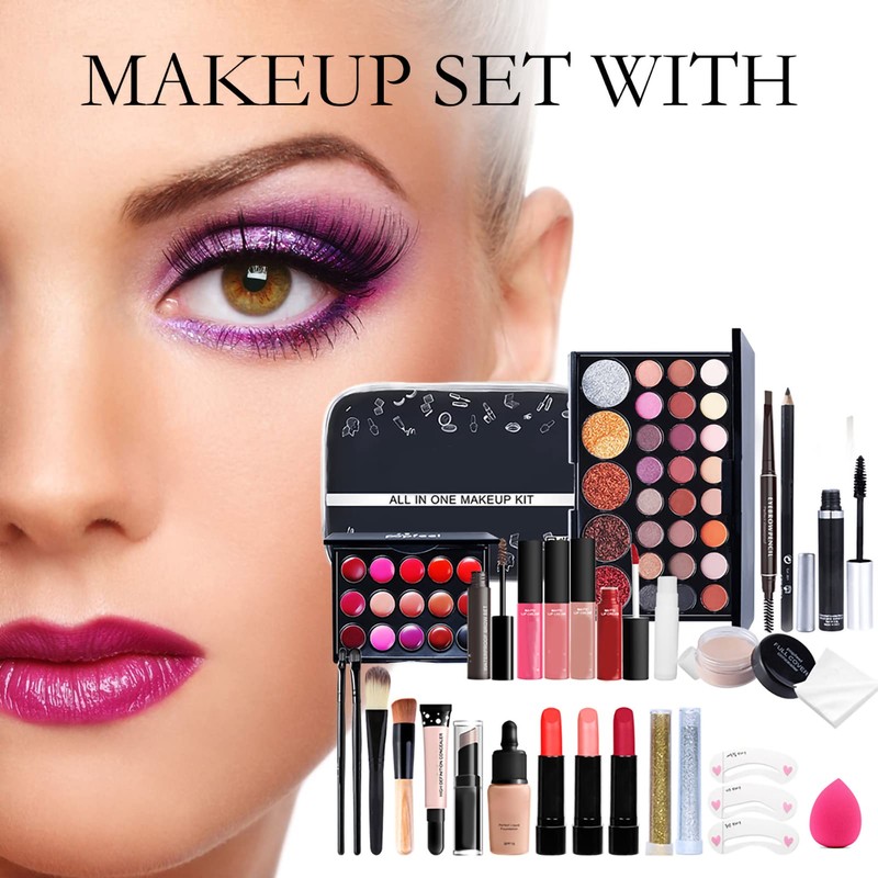 27Pcs Professional Makeup Set Portable Travel Makeup Storage Box Gifts