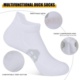 BUDERMMY Ankle Compression Socks for Women Running Athletic Socks Low Cut with Arch Support 5 Pair (US, Numeric, 9, 11, Regular, Regular, Only White 5 Pairs)