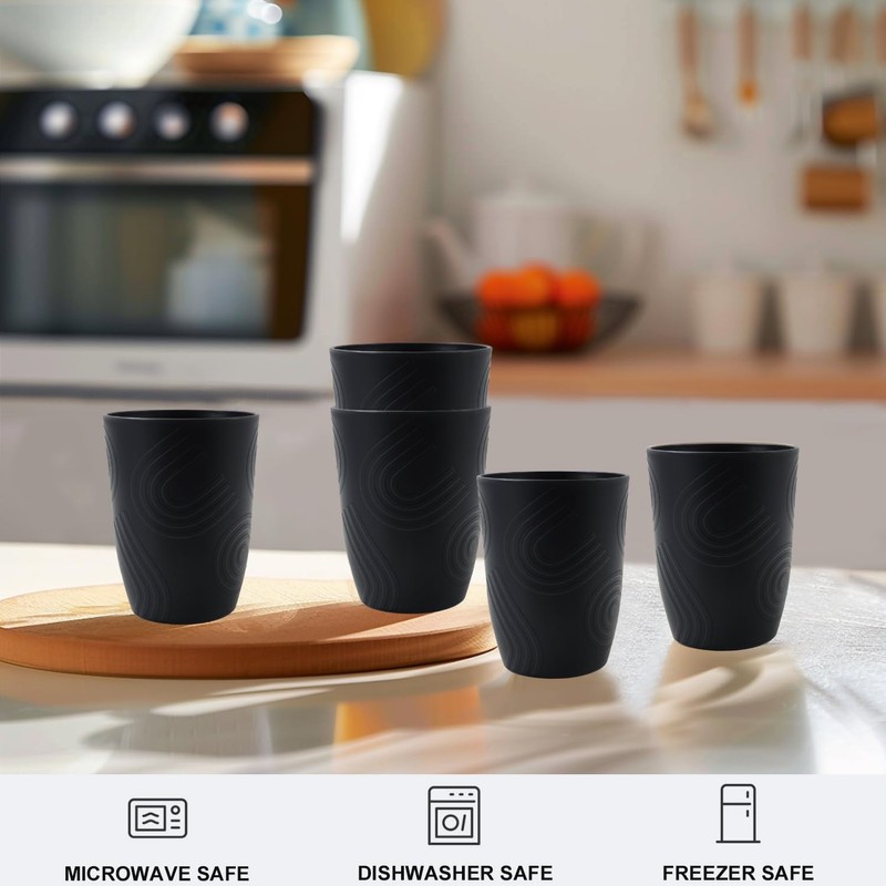 BUSOKIP 6 Pack Wheat Straw Cups 12 oz, Plastic Cups