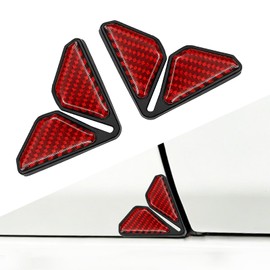 1 Pair Car Door Corner Protector Edge Guards, Carbon Fiber Auto Front Door Edge Guards, Self Adhesive Car Corner Protect Compatible with Most Cars Decorative Vehicle Exterior Accessories (Red)