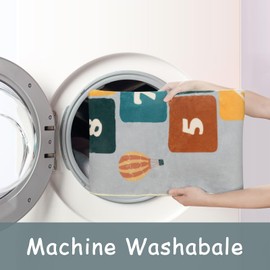 STARUIA Large Hopscotch Kids Rug for Playroom, Non-Slip Washable Rug for Kids Bedroom, Soft Grey Rug for Nursery, Educational Colorful Carpet Floor Play Mat for Classroom Kids Room Daycare, 47"x 71"