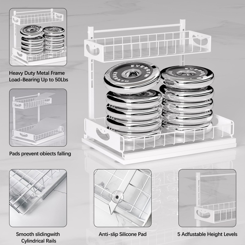 Uninol Under Sink Organizer with Pull-Out Drawers,Kitchen Sink Organizer,2 Tier