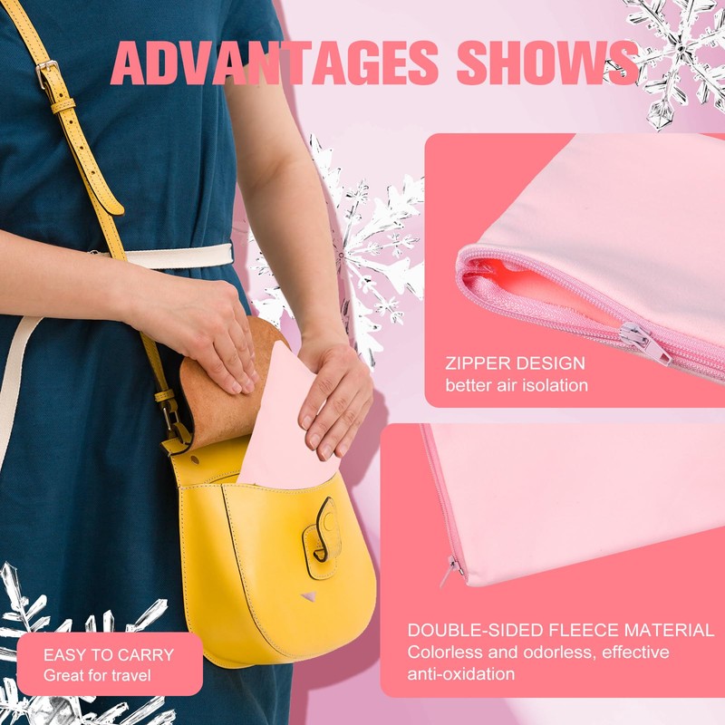 Sanwuta 8 Pcs Zippered Silver Storage Bags Anti Tarnish Silver