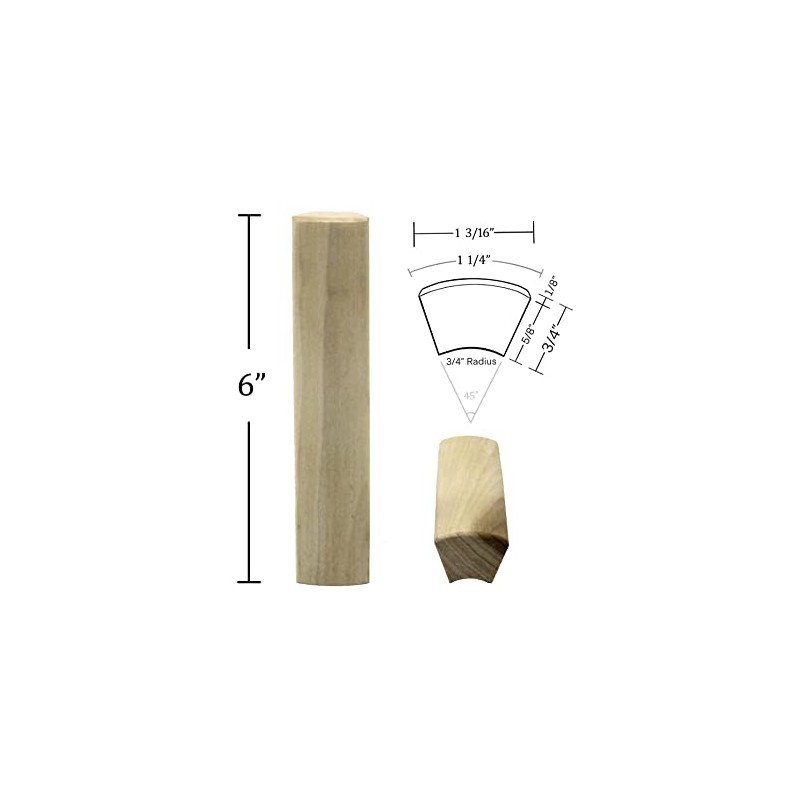 45 Degree Poplar Outside Radius Corner Base Block | 3/4"
