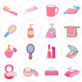 Hohamn 600 Pcs Training Stickers for Kids 1.5 Inch 16 Styles Toiletries Washing Stickers Roll for Kids Girl Birthday Party School Reward Giveaways Supplies Gifts Decoration