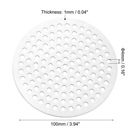PATIKIL 4" Diameter 304 Stainless Steel Perforated Sheet, 0.16" Hole 19GA Expanded Metal Mesh Round Slices Plate Screen Decorative Meshes for Ventilation Grill Smoking, Silver Tone