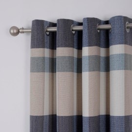 always4u 100% Blackout Plaid Curtains for Bedroom Living Room Woolen Look Black Tartan Grommet Thermal 2 Panels 54 * 95 Blue White