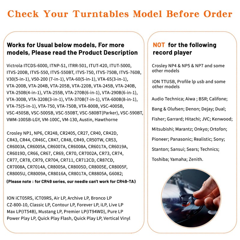 Stylineedle 2-Piece Turntable Needles, Ruby Tip, for Crosley, Ion, Jensen,