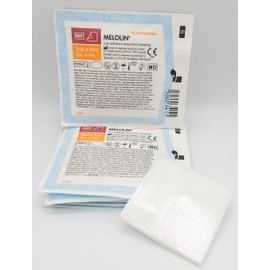 MELOLIN Sterile Non-Adherent Dressings - Qty 10, Individual Packs, Available in S, M/L, & XL, Ideal for Wound Care, Non-Stick Gauze (Small Wound, 5cm x 5cm)