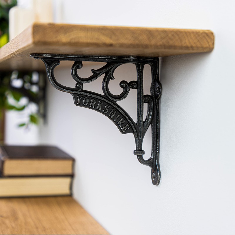 Victorian Style Yorkshire Shelf Brackets Antique Cast Iron - Pair