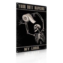 Funny Skull Bathroom Wall Art Decor Your Butt Napkin My Lord Vintage Metal Tin Sign for Home Bar Toilets Novelty Gifts 8x12 Inch (2547)