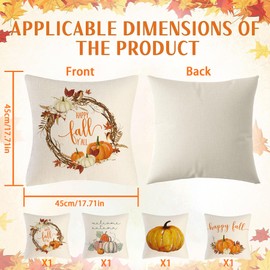 Set of 4 Cushion Covers Autumn, 45 x 45 cm Cushion Covers, Autumn, Decorative Cushion Cover, Thanksgiving, Autumn Cushion, Pumpkin, Couch Cushion, Autumn, Autumn Cushion Covers, Cushion Autumn