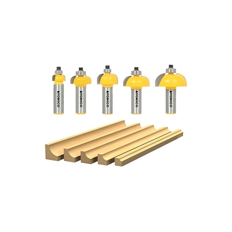 YONICO Router Bits Edge Forming Cove Set 5 Bit 1/2-Inch
