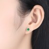 14K Gold Jade Stud Earrings, Moissanite Bezel Jade Stud Earrings,
