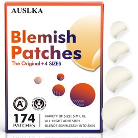 AUSLKA Pimple Patches - 174 Pieces - Hydrocolloid Acne Patches with Tea Tree Oil, Acne Plasters, Waterproof and Breathable Absorption Abscess Blemish Patches