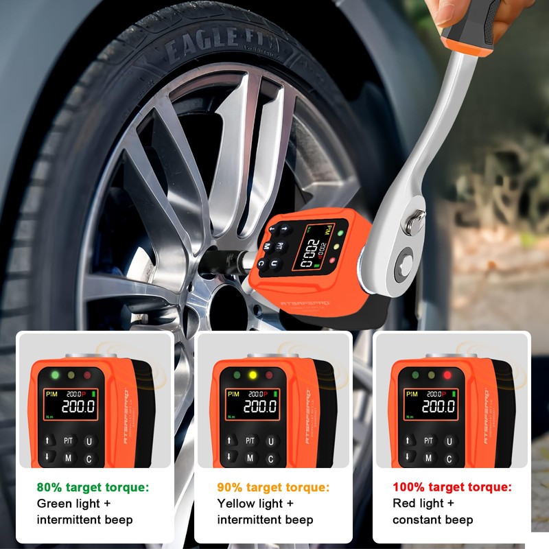 ATsafepro Digital Torque Adapter 1/2" 10-200 Nm,Digital Torque Wrench with