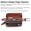 Contacts Genuine Leather Car Key Case Holder Double Zipper Keychain