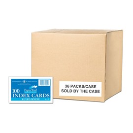 Roaring Spring Index Cards 3" x 5", 100 Count, Smooth 100 lb White Index Paper, Ruled on Front, Blank on Back (Case of 36 Packs)