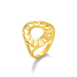 LIKGREAT Crescent Moon Ring for Women Girls Multi-Size Stainless Steel Finger Sun Moon Ring Bohemian Jewellery Birthday Gift, Stainless steels