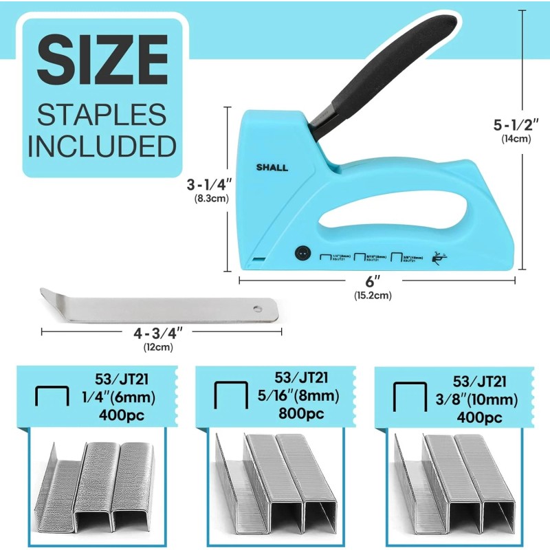 SHALL Light Duty Staple Gun Kit – JT21 Staples (¼,