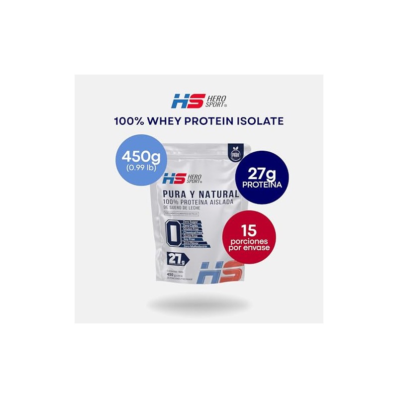 Hero Sport Protein Pure And Natural Whey Isolate 450g 100