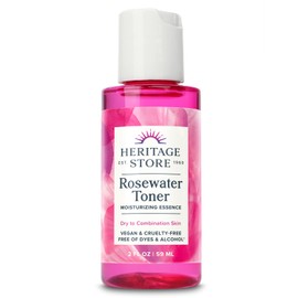 Heritage Store Rosewater Facial Toner with Hyaluronic Acid, Dry to Combination Skin Care, Hydrating Toner Refines Pores & Minimizes The Appearance of Fine Lines & Wrinkles, Alcohol Freeǂ, Vegan, 2oz