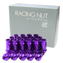 Wheel Nuts Racing Nuts Set of 20 Durax M12 x P1.5 Long Penetration Type, Purple, BBP150ML