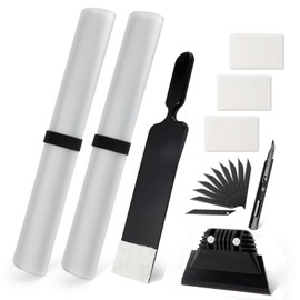 NEWISHTOOL Car Door Window Film Application Kit Tint Tools Includes 2 Pcs Car Door Panel Cover Scrubber Bulldozer Squeegee with Scouring Pads Tint Install PPF Squeegee Utility Knife and Spare Blade