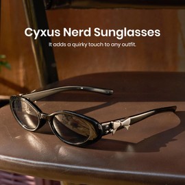 Cyxus Jang Wonyoung’s Style Sunglasses for Women Men with Bow Trendy Sunglasses UV Protection for Outdoor (1234B01 Black)