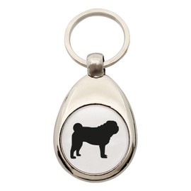 Huuraa Keyring Pug Silhouette Gift Shopping Trolley Token Pug Gift Idea, metal, Unit size