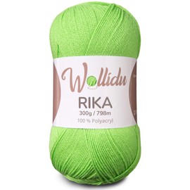 Wollidu Rika Garn zum Häkeln und Stricken 300g / 798m Strickgarn 100% Polyacryl Häkelgarn Kiwi Grün