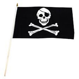 2 Pieces Pirate Skull X Bone Jolly Roger 12 X 18 Flag on Stick
