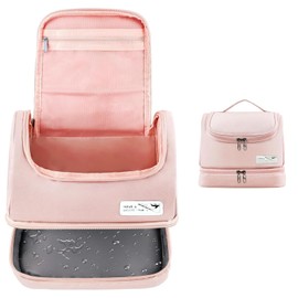 Travel Toiletry Bag, Makeup Bag for Women, Double-Layer Wet & Dry Separation Wash Bag, Waterproof Large Make up Cosmetic Bags Organizer for Girls