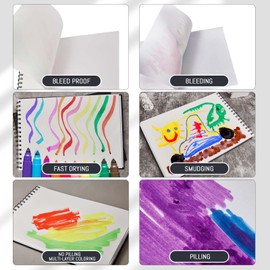 Kosiz 4 Pcs Marker Paper Sketchbook Bleedproof 11.7 x 8.3 Inch 200 Sheets Total 78lb/130 GSM Marker Paper Pad Each Art Drawing Papers and Painting Hardcover Sketching Books for Art Journals Gift
