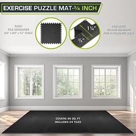 ProsourceFit Weaved Pattern Extra Thick Exercise Puzzle Mat 3/4-inch, EVA Foam Interlocking Tiles for Home Gym Flooring, Cushioned for Weight Lifting 