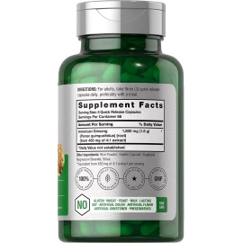 Horbäach American Ginseng Capsules | 1800 mg | 200 Count | Non-GMO | by Horbaach