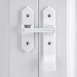 Wocoe 3 Packs 180 Degree White Barn Door Locks and Latches,Flip Sliding Barn Door Latch with Handle,Heavy Door Latches,Door Security Latch Lock for Cabinets,Bathroom,Garden,Closet Door,Window,Garage