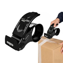 Coollooda Tape Cutter Stainless Steel with Safety Cover Maximum Tape 2.0 inches (50 mm) Hand Tape Cutter Device Label Office Supplies Gum Tape Packaging Warehouse Moving Commercial Use (Black)