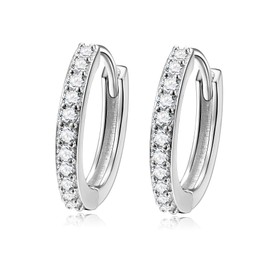 SILBERTALE Earrings Sterling Silver 925 Cubic Zirconia Circle Mini Earring Cute CZ Cartilage Earrings Women's Jewellery, Sterling Silver, Cubic Zirconia