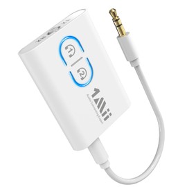 1Mii Bluetooth Transmitter, Receiver, Receiver, Transmitter, Dual Link, 2-in-1 Connect, Supports AptX HD, AptX LL, Audio, Home, Stereo, Airplane, Boat, Gym, Bluetooth 5.3, Small, ML300 (White)