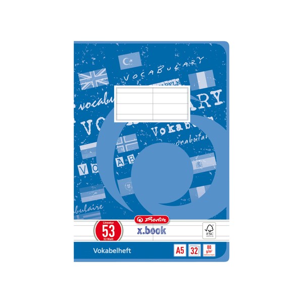 Herlitz 415588 Vocabulary Book A6 60 Sheets Line Style 21